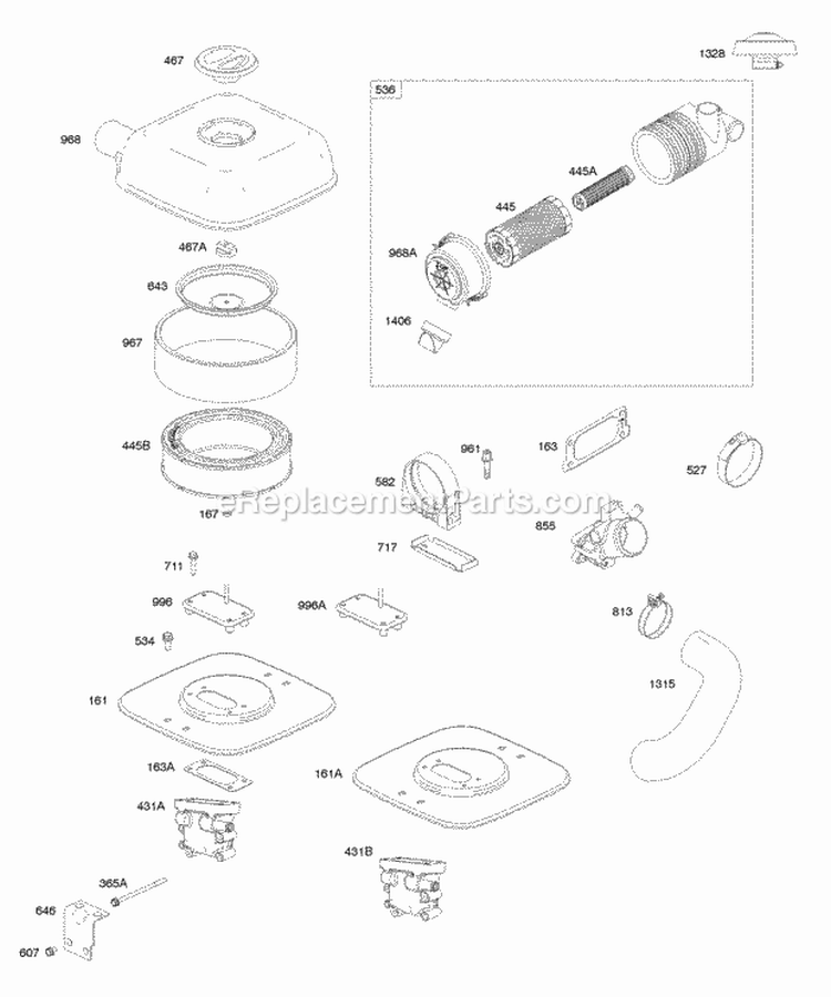 Air Cleaners Diagram and Parts List for 542477-0116-E1  Briggs and Stratton Engine